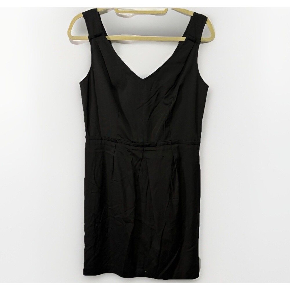 Talbots LBD Dress Black Tuck Pleat V-Neck Detail Size 12 Petite 12P NWT Classic